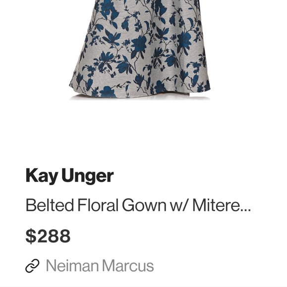 Kay Unger Floral Gown Belted Sleeveless Boat Neck Dress 8 - Picture 14 of 16